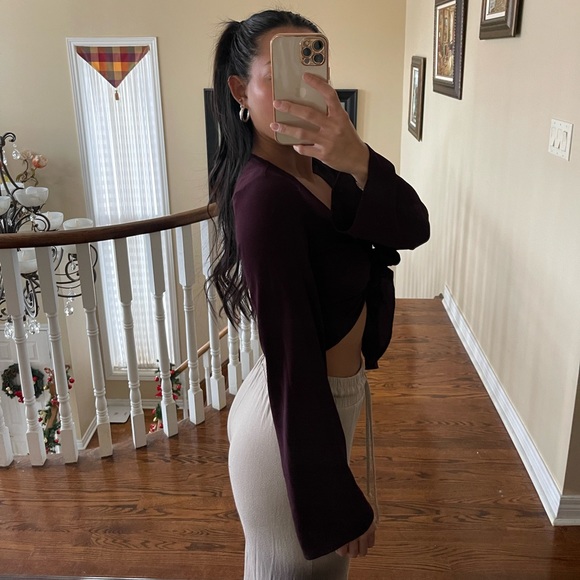 Dark purple tie top - Picture 3 of 5